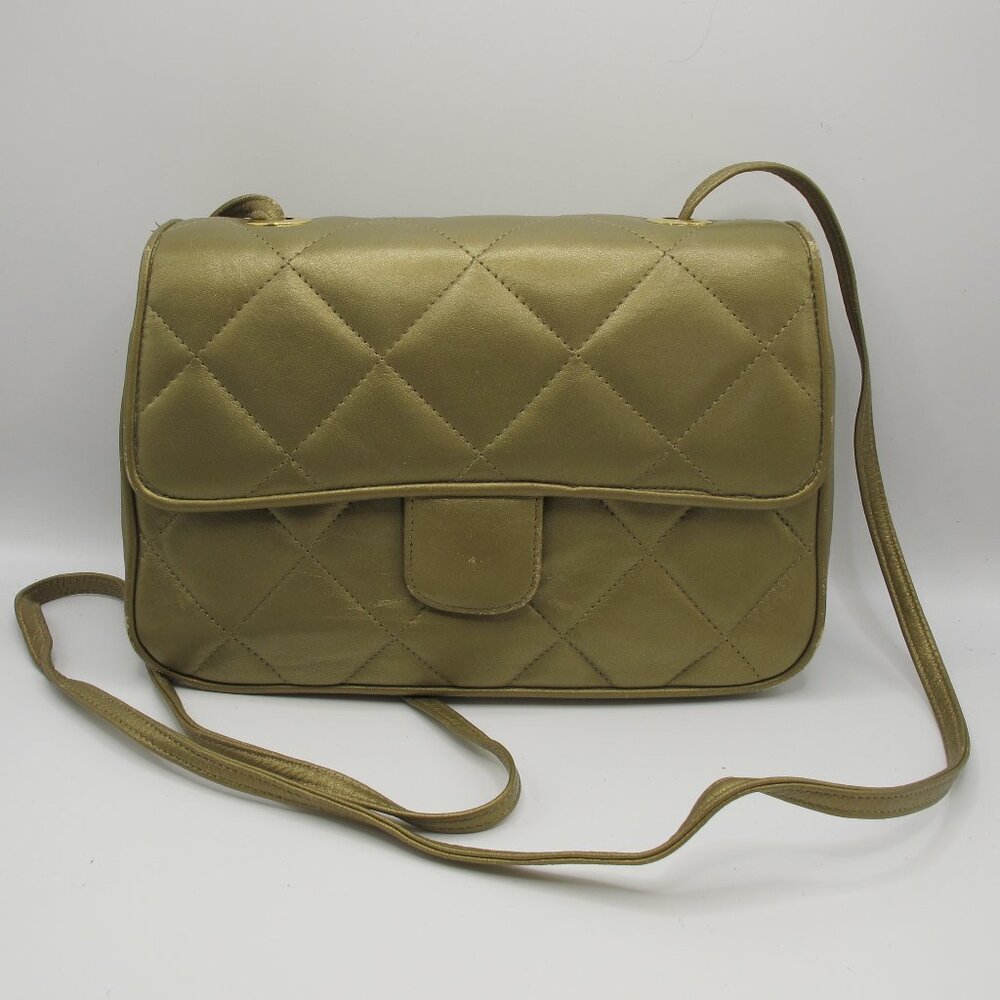 Vintage Jay Herbert New York gold quilted leather purse